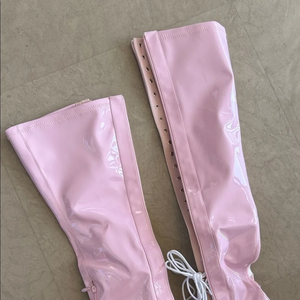 Pleaser Pink Over the Knee High Heel Boots